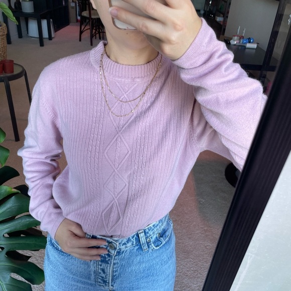 Vintage Pastel Pink Cable Knit Sweater Size Small - Picture 4 of 8